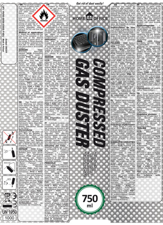 9x Home&Office Compressed Gas Duster 750ml