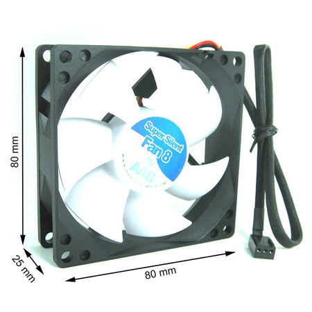 AABCOOLING Super Silent Fan 8 x 3 Sztuki – lydsvag blæser 80 mm