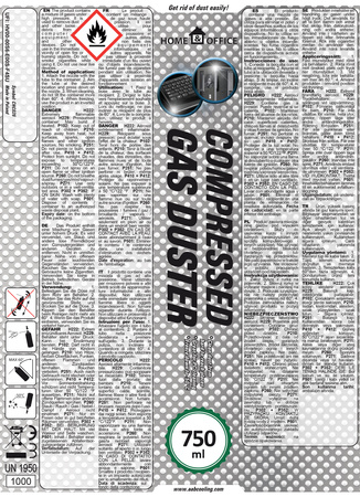 7x Home&Office Compressed Gas Duster 750ml